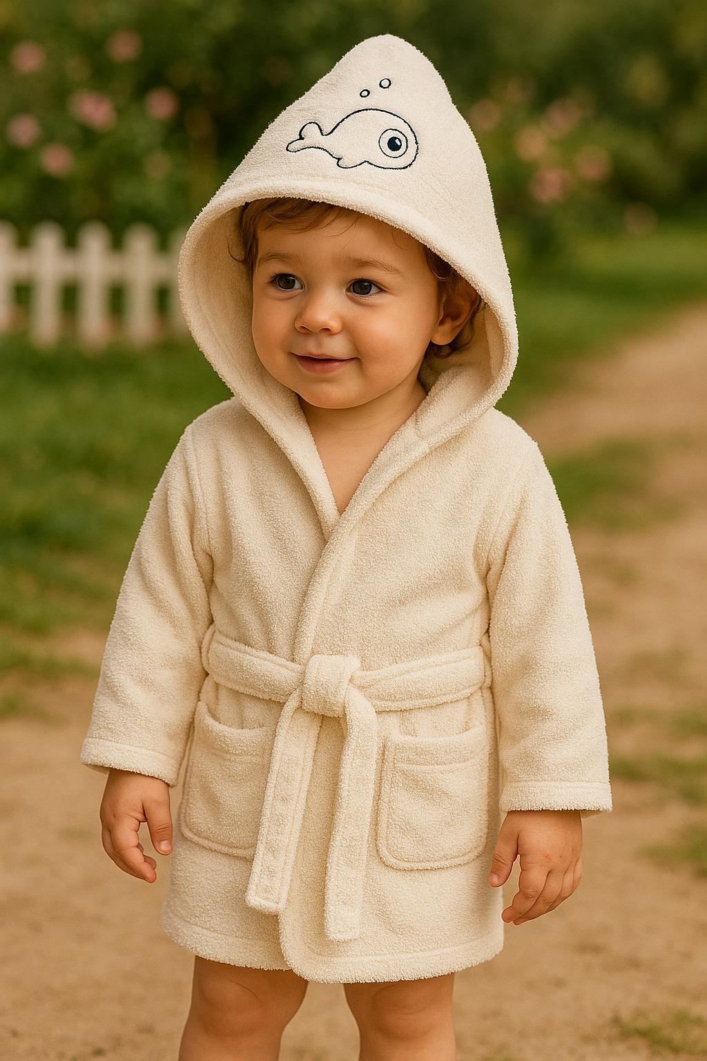 EIFIN Kapşonlu Bambu Çocuk Bornoz Çok Yumuşak PEMBE