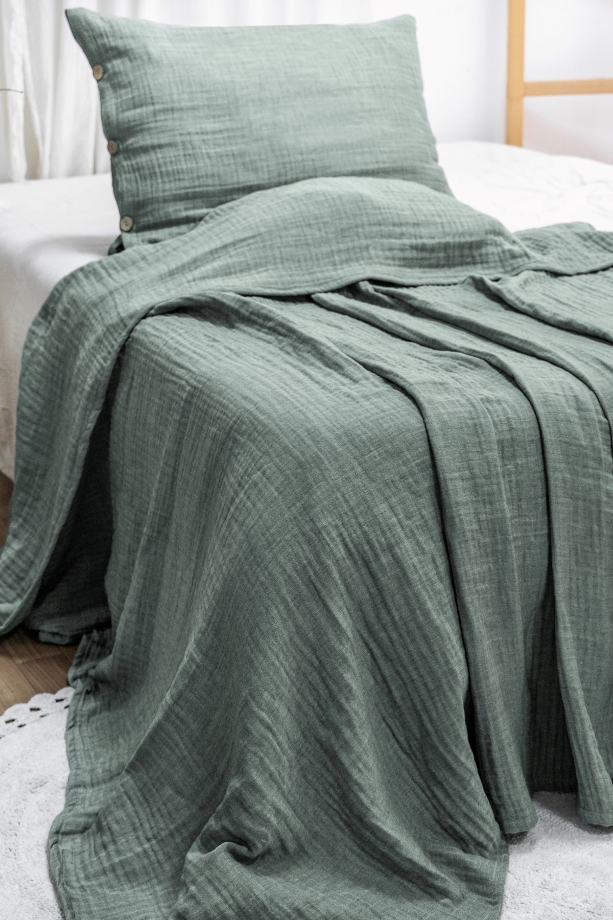 Modern Tek Kişilik %100 Pamuk 3 Katlı Müslin Yatak Örtüsü YASTIKSIZDIR