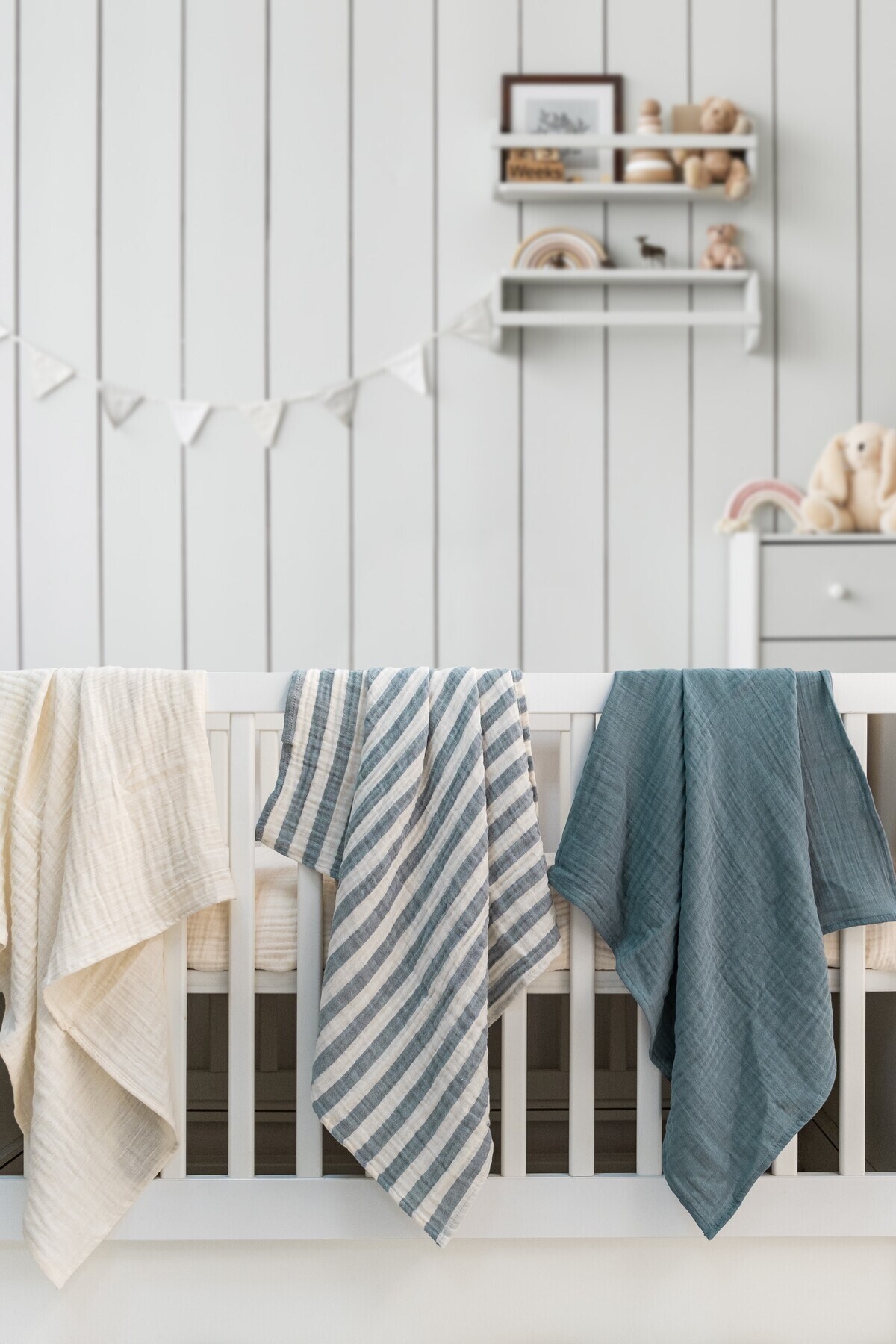 Müslin Örtü & Battaniye 3'lü Set %100 Pamuk Oeko-teks Sertifikalı 80x80 Cm