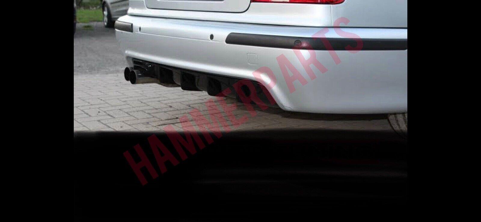 96-03 For BMW E39 5-Series M Tech 4Dr Rear Bumper Diffuser Gloss Black Abs plastic.    —-Exhaust tips are not included in the price.      Abs plastic gloss black     The product is mounted by sticking with silicone.    Compatible with e39 m tech bumper . 