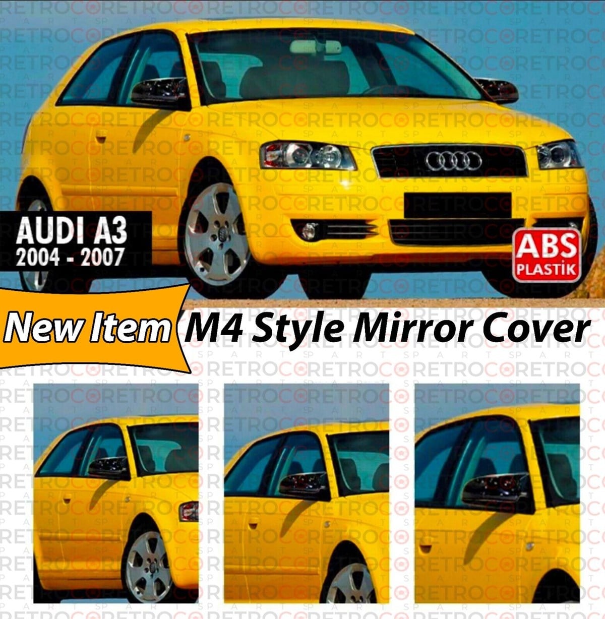 A3 8P Batman Mirror Cover Piano Black  2003 - 2007 8P (2 4 Door)