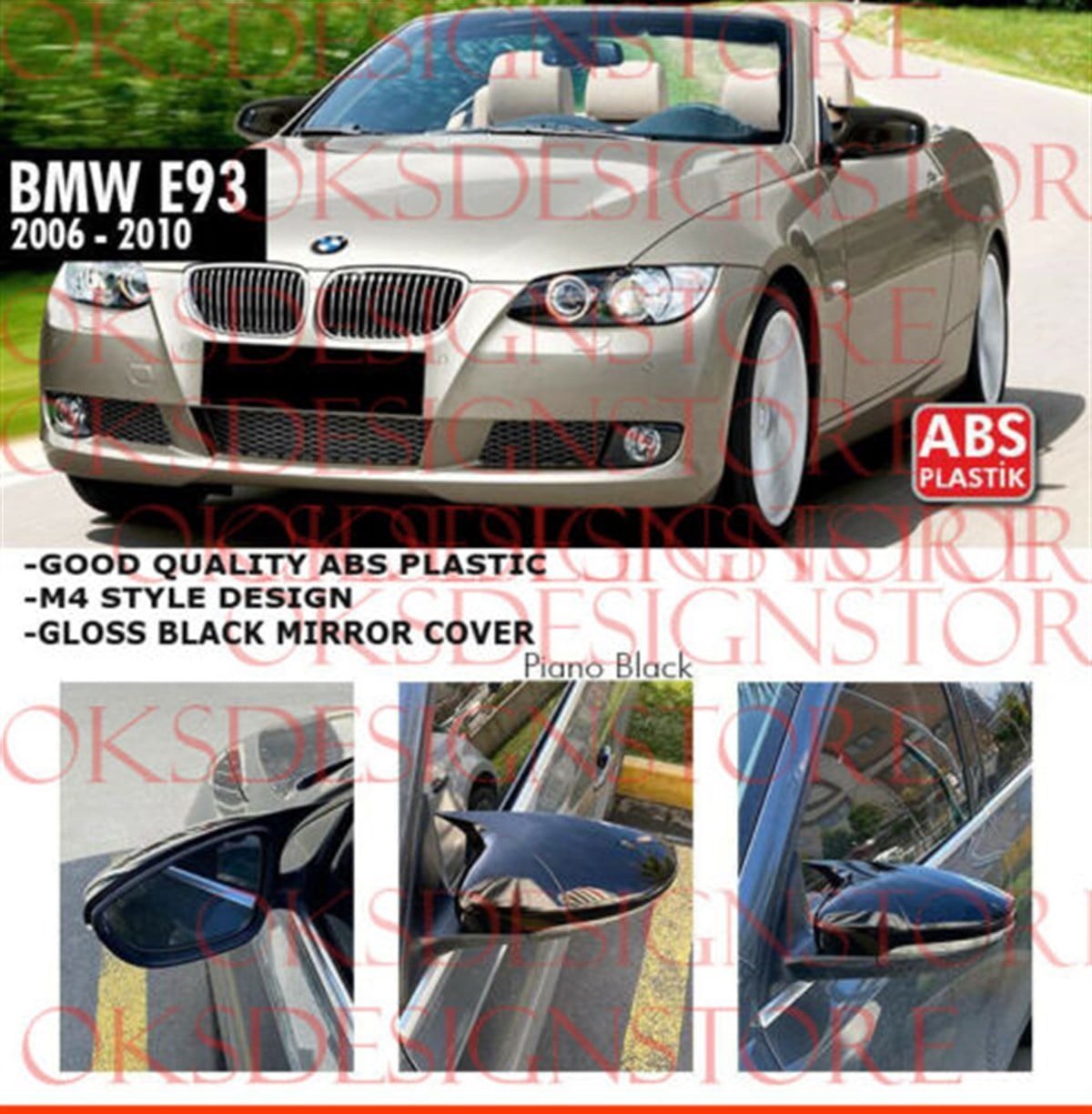 BMW E93 2006 2010 MIRROR COVER GLOSS BLACK 320ci 325ci 320cd 325ci 330ci 335ci