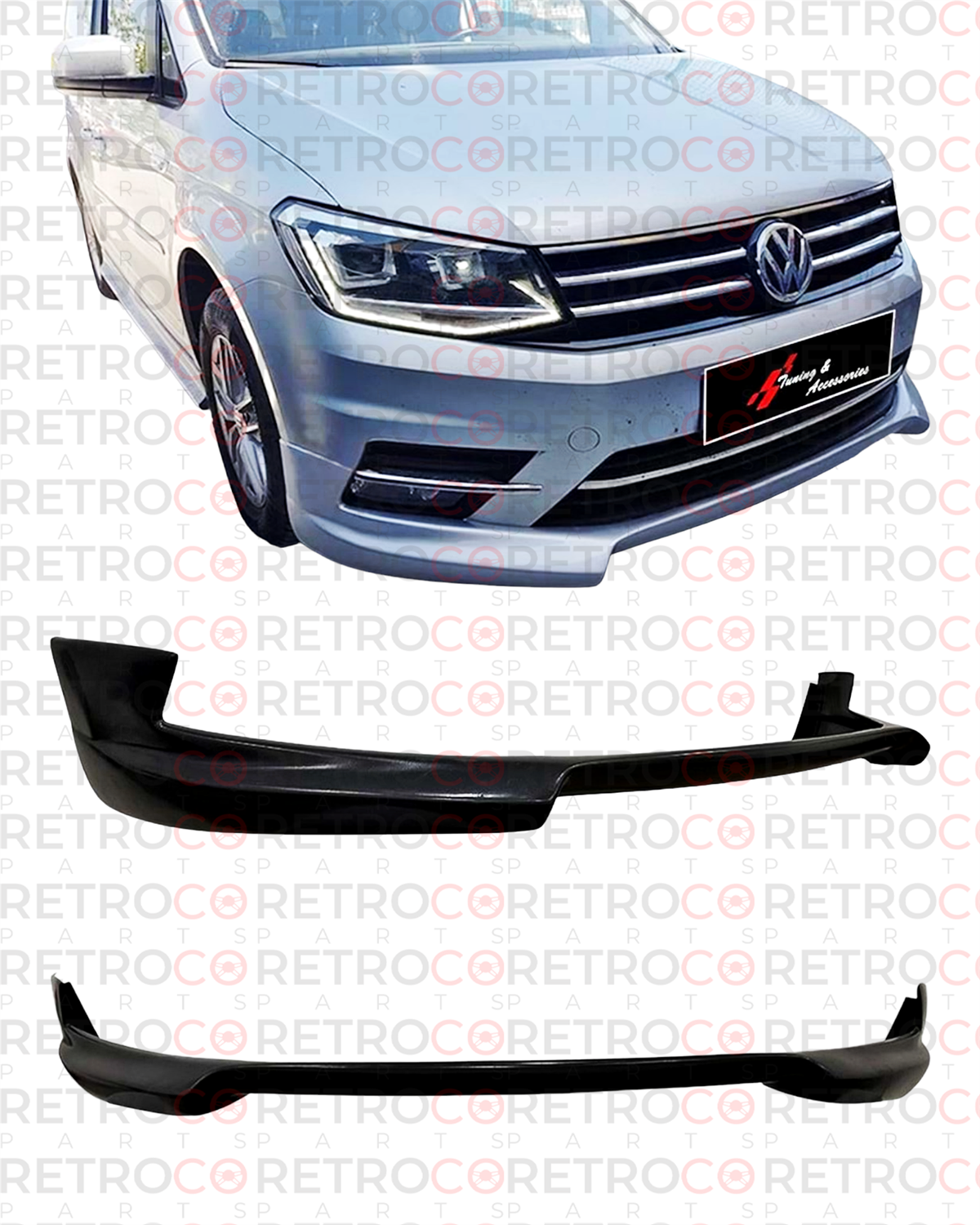 Caddy Mk3 FL2 Rieger Model Front Lip Raw Surface Vacuum Plastic  2015-2020 2015 - 2020  Caddy Mk3 FL2