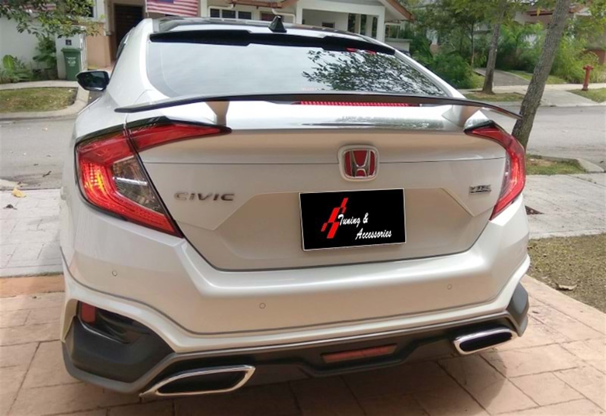 Civic FC5 Trunk Top F Type Spoiler + Led Boyasız ABS  2016-2021 2016-2021  FC5 - FC5 FL (Sedan)