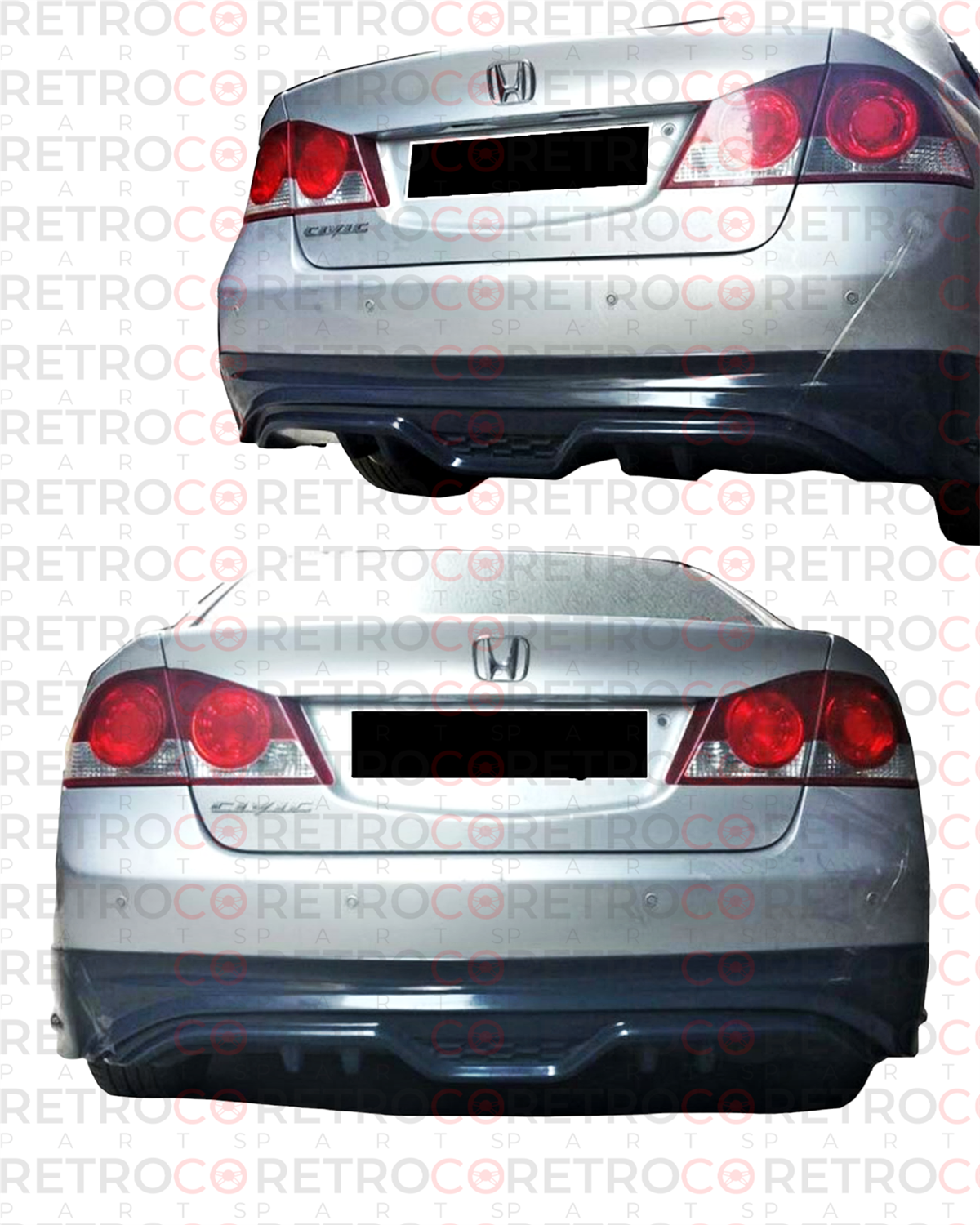 Civic FD6 - FD6 FL Bumper, Rear Lip, Custom, without Output, Raw Product Surface, Vacuum 2006-2011  FD6 - FD6 FL