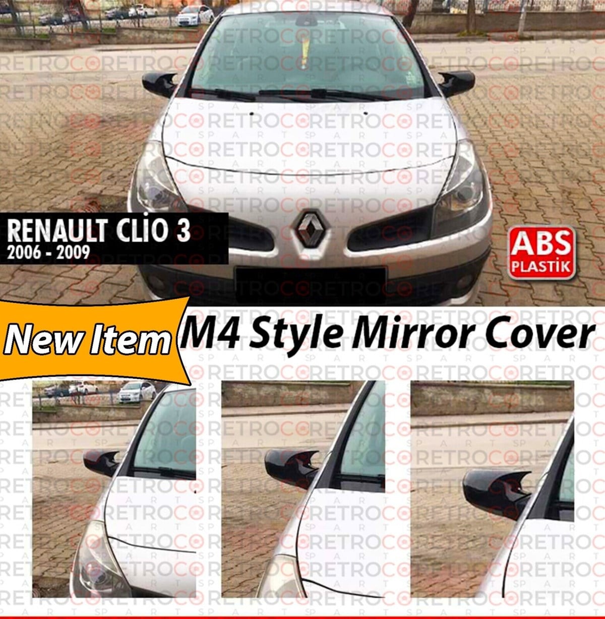 Clio 3 Batman Mirror Cover Piano Black  2006-2009 2005-2009  