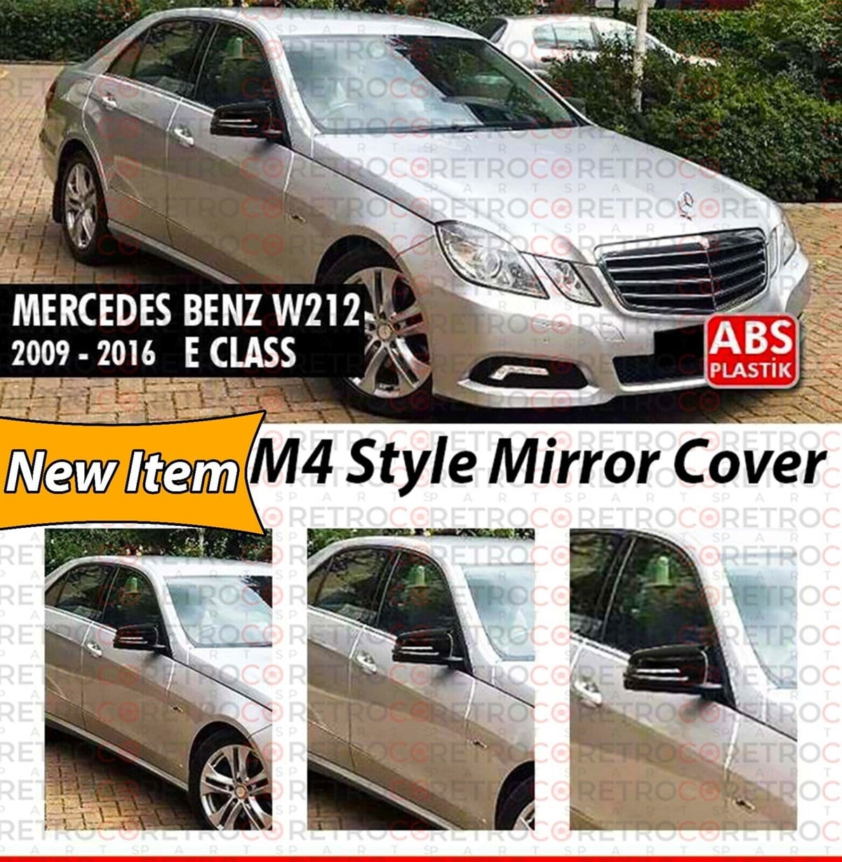 E Class W212 Batman Mirror Cover Piano Black  2009-2016 2010-2016  W212 - W213 FL