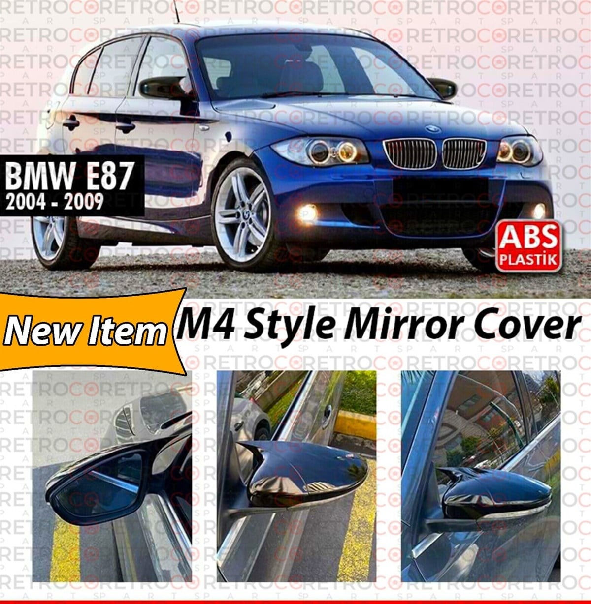E87 Batman Mirror Cover Piano Black  2004-2011 E87 - E87 FL