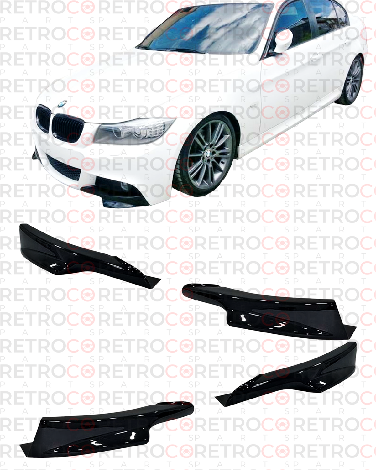 E90 LCI M Technic Front Flaps Piano Black Vacuum Plastic  2008-2011 E90 LCI