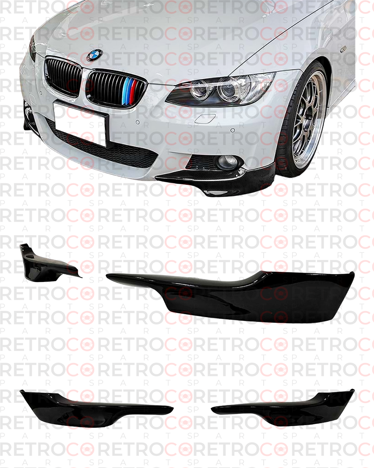 E92 - E93 M Performance Front Flaps Piano Black Vacuum Plastic  2007-2009 2007-2013 E92 - E93