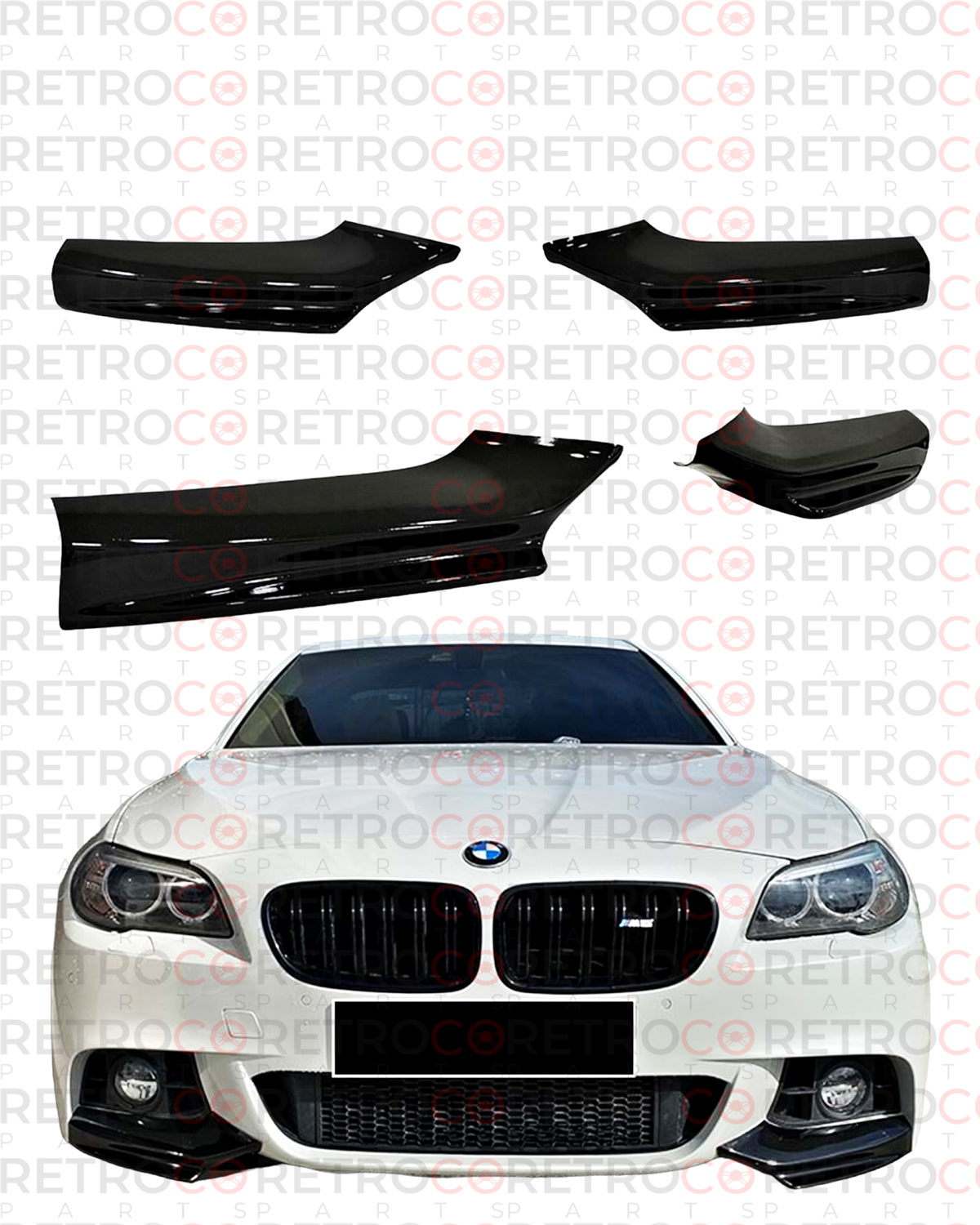 F10 M Performance Front Flaps Piano Black Vacuum Plastic  2010-2017 F10 F10 LCI