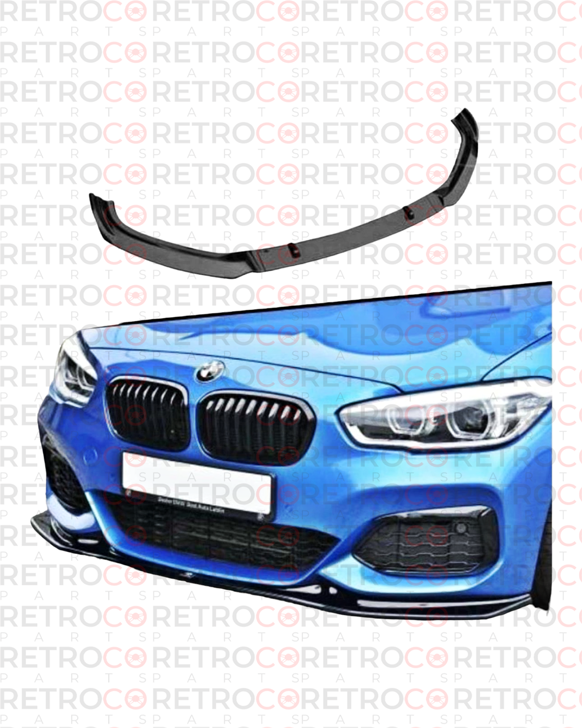 F20 LCI Bumper, Front Lip, Piano Black Surface, Vacuum 2015-2019  F20 LCI