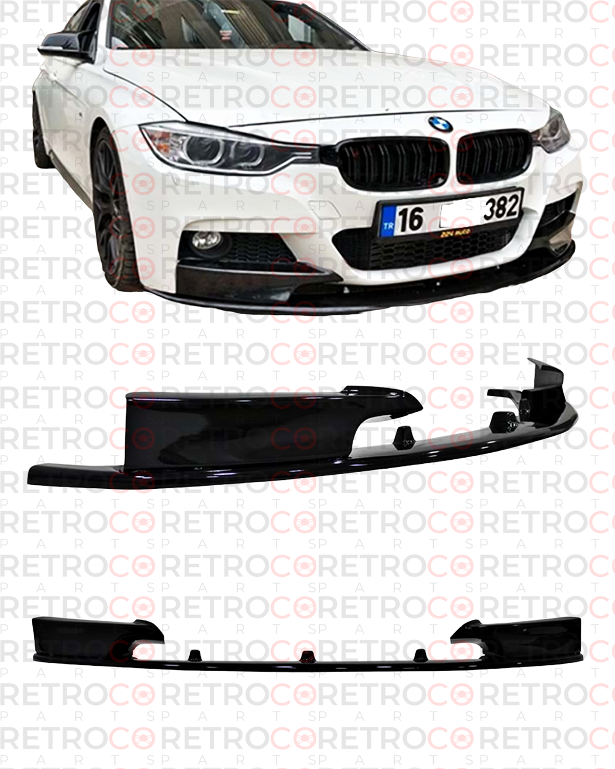 F30 M Performance Front Lip Piano Black Vacuum Plastic  2012-2018 F30 F30 LCI