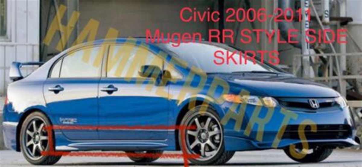 Fits 06-11 FA5 Honda Civic Sedan 4 Dr RR Style PP Side Skirts For Mugen RR