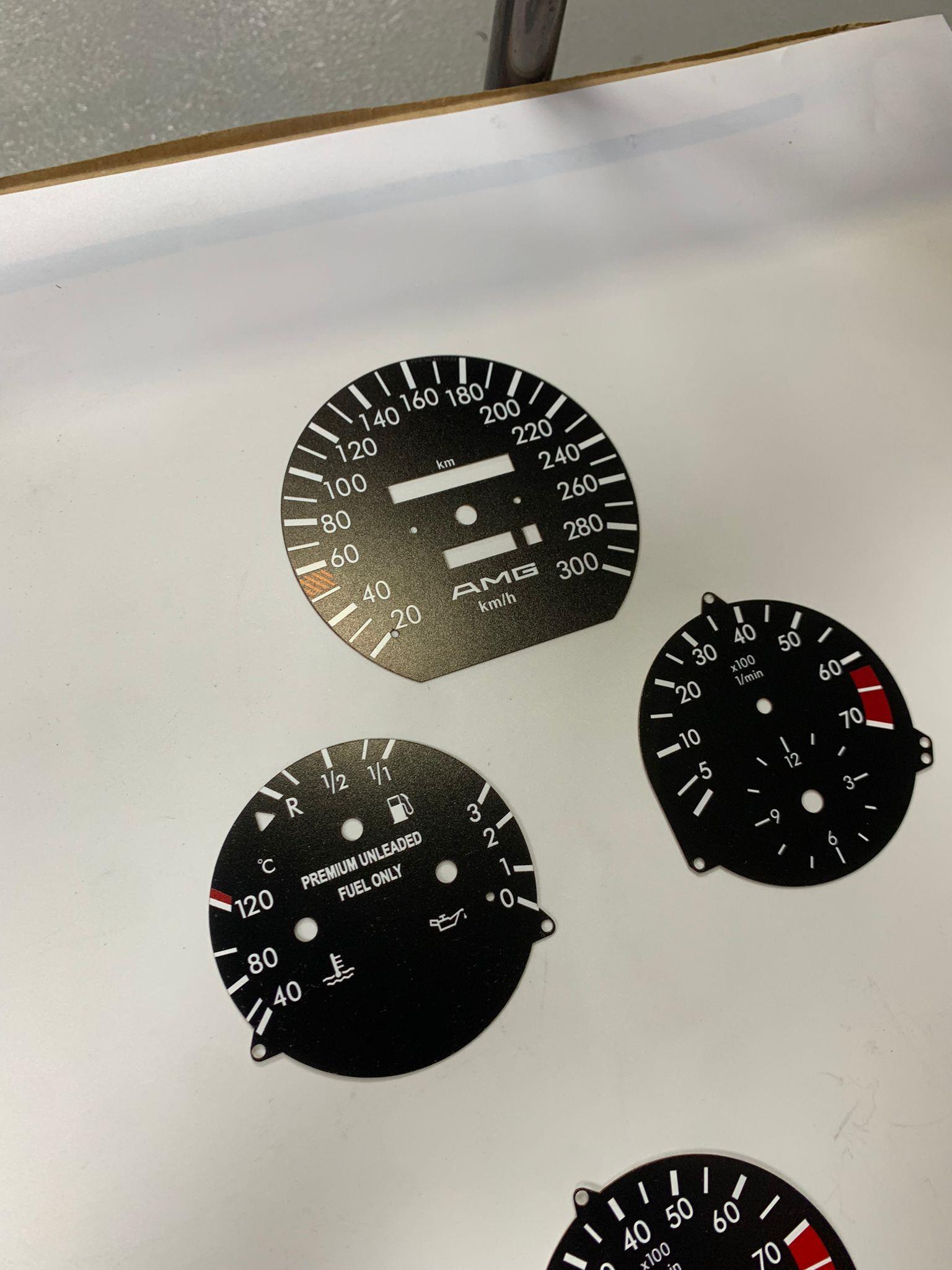 for Mercedes Benz W124 C124 S124 A124 PVC INDICATOR DASBOARD Amg Style Speedmeter 7.000 rpm