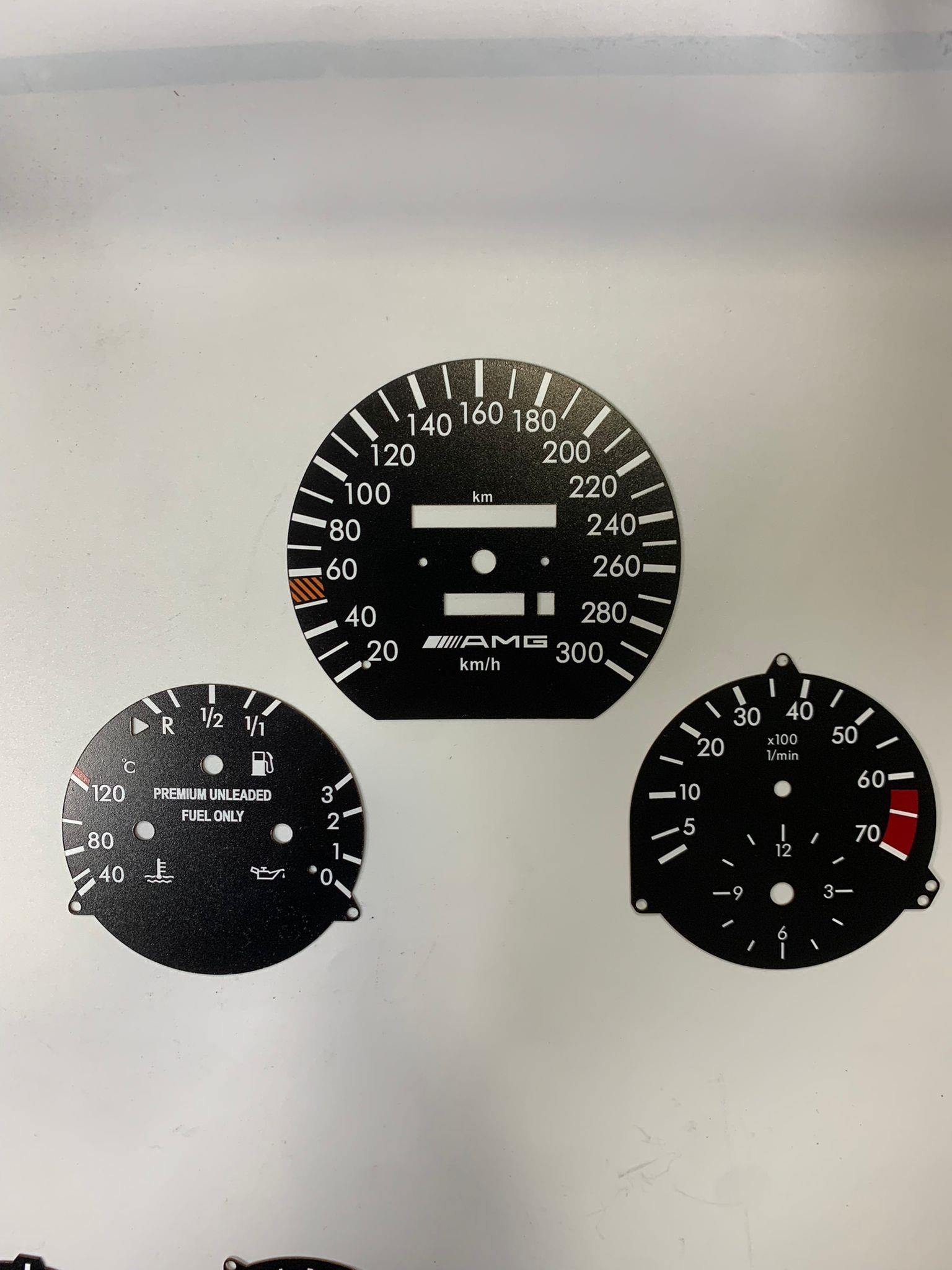 for Mercedes Benz W124 C124 S124 A124 PVC INDICATOR DASBOARD Amg Style Speedmeter 7.000 rpm