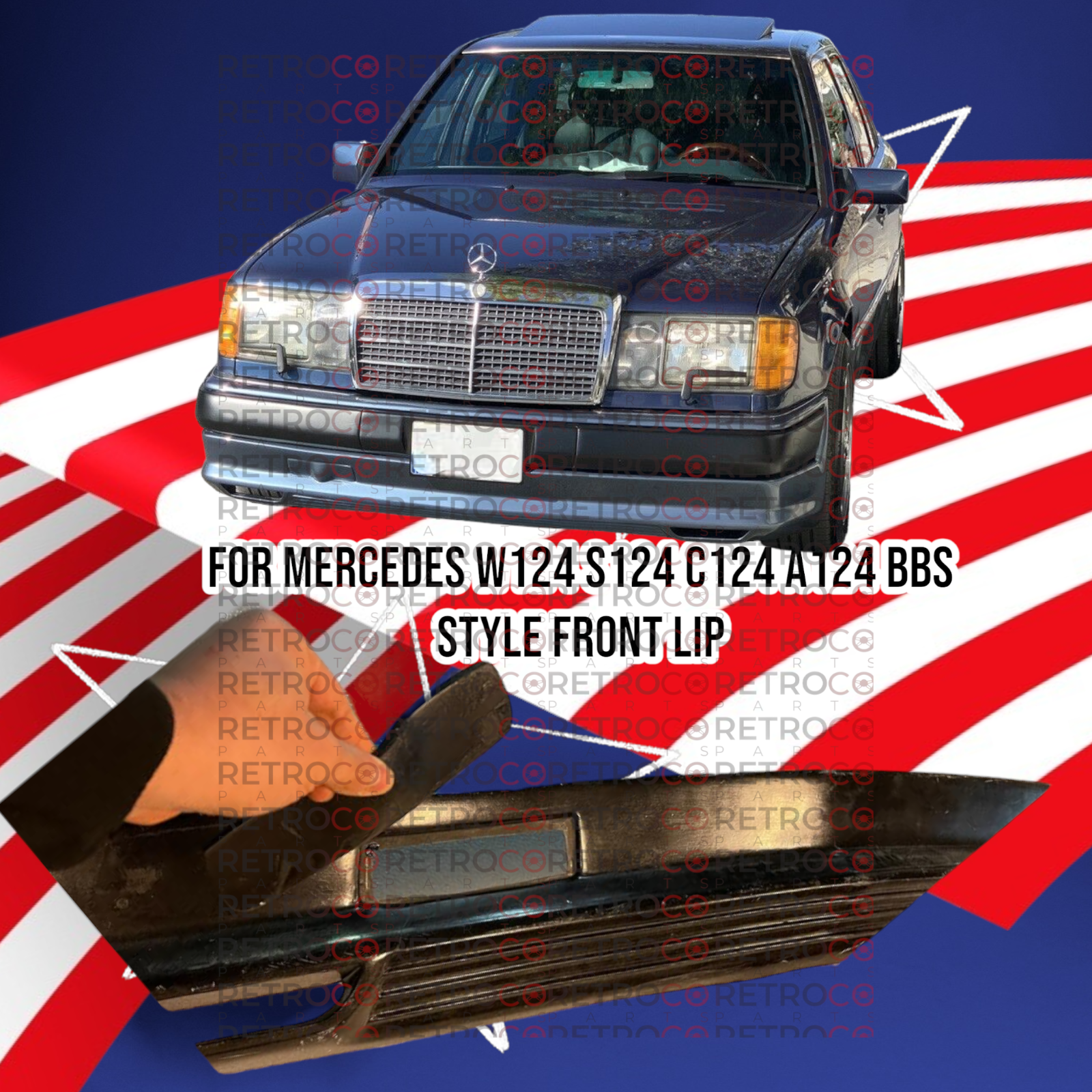 for Mercedes W124 C124 A124 S124 300e 300d Front Frp Lip Splitter For Bbs Type 