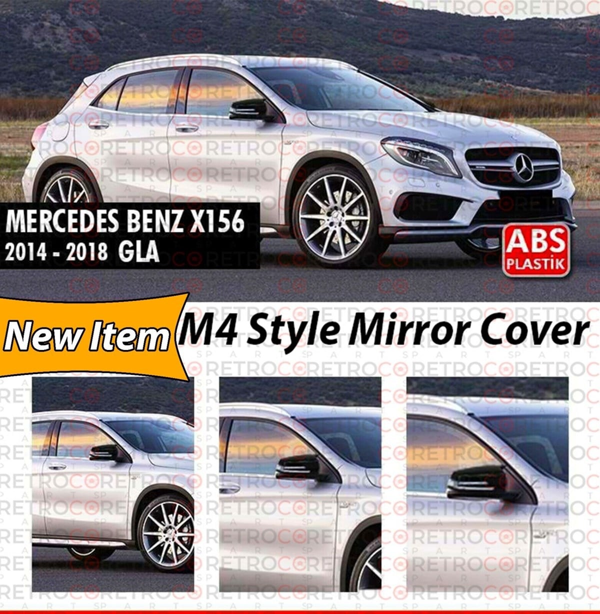 GLA X156 Batman Mirror Cover Piano Black  2014-2019 X156
