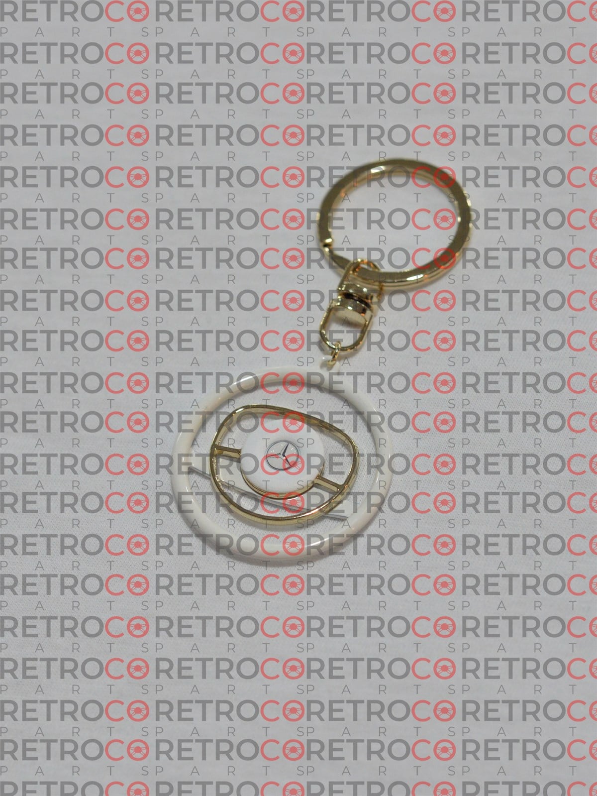 MERCEDES CLASSIC WHITE GOLD KEYCHAIN