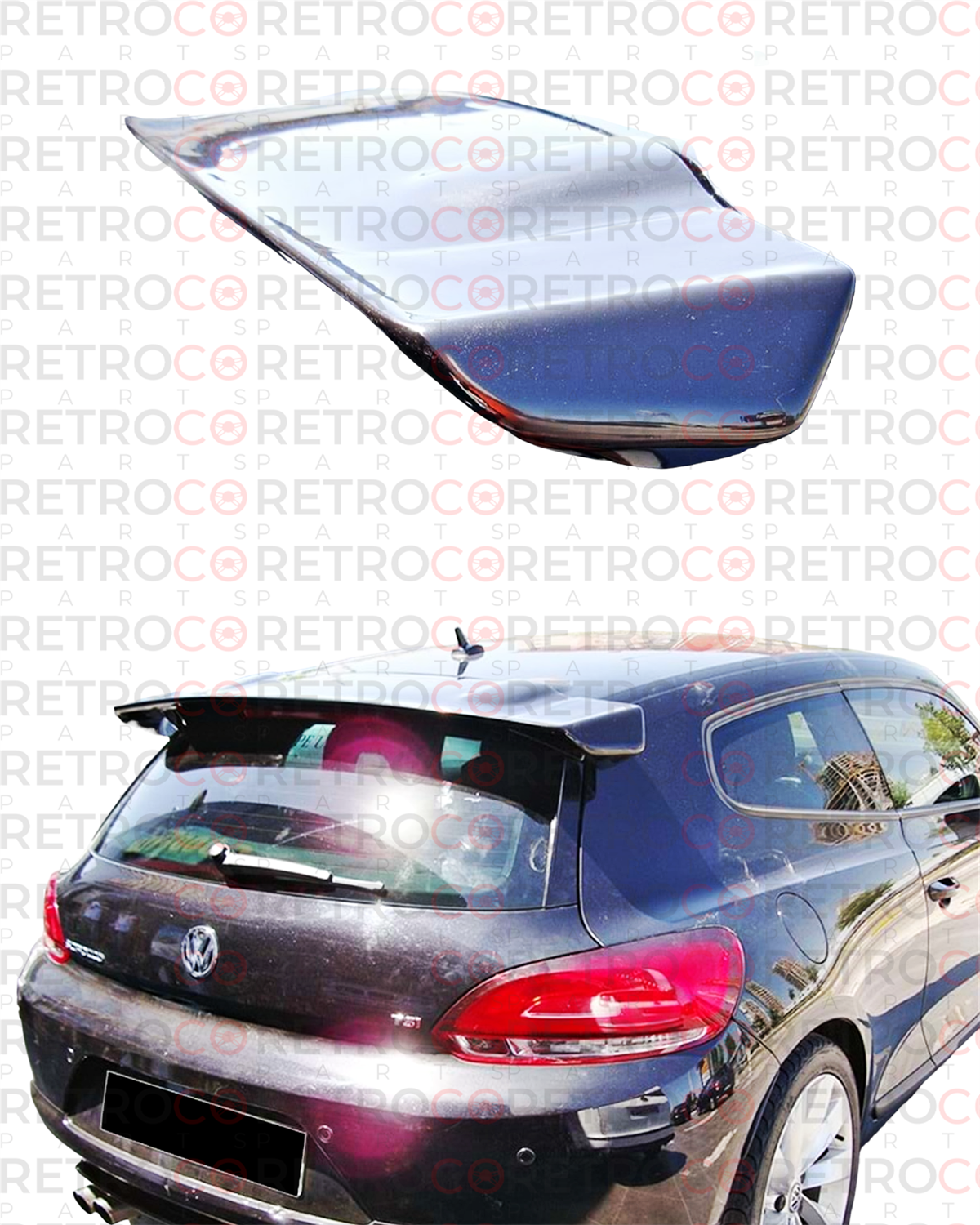 Scirocco R Cup Roof Spoiler Spoiler Primered Fiberglass  2008-2013 mk3