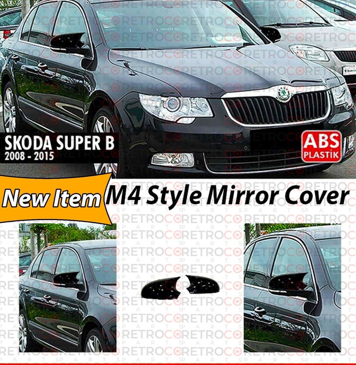 SuperB Mk2 Batman Mirror Cover Piano Black  2008-2015 2008.2013 - 2013.2014  Mk2-Mk2 FL