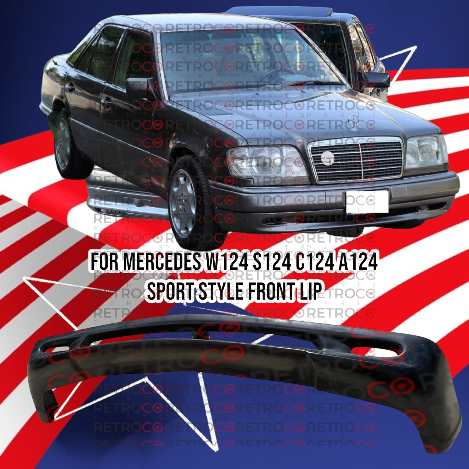 85-93 W124 C124 A124 S124 for Mercedes Front Frp Lip Splitter For Wald Type