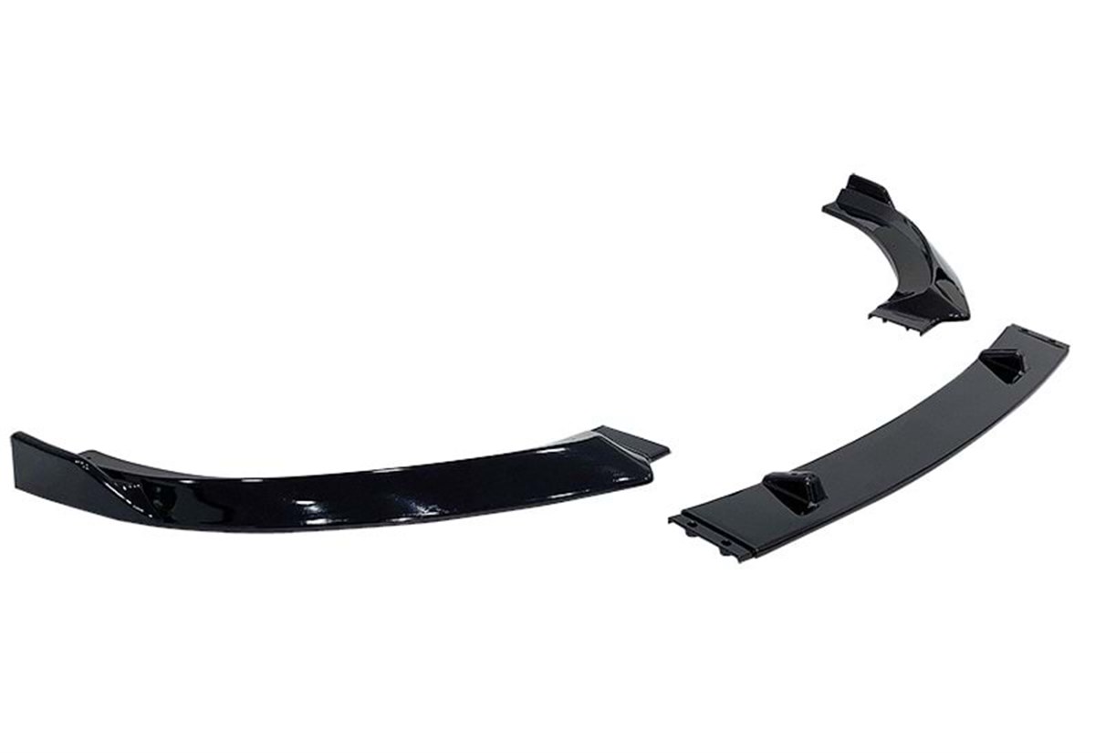 A3 8V 3 Pieces Front Lip V3 Piano Black Vacuum Plastic  2017-2019 2016 - 2020  A3 8V FL (Standart + S Line)