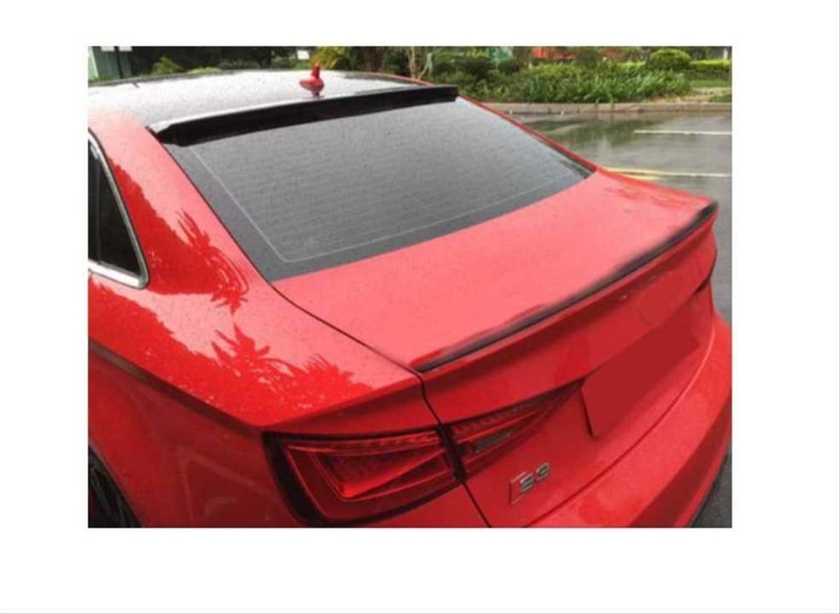 A3 8Y Sedan Rear Roof Spoiler Piano Black Surface, ABS 2020 Later 8Y