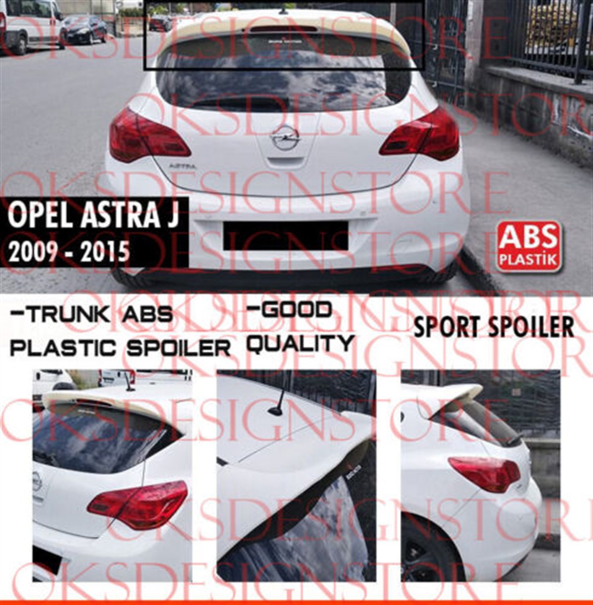 Astra J HB Sport Style Roof Spoiler Unpainted ABS  2009-2015  J - J FL (HB)