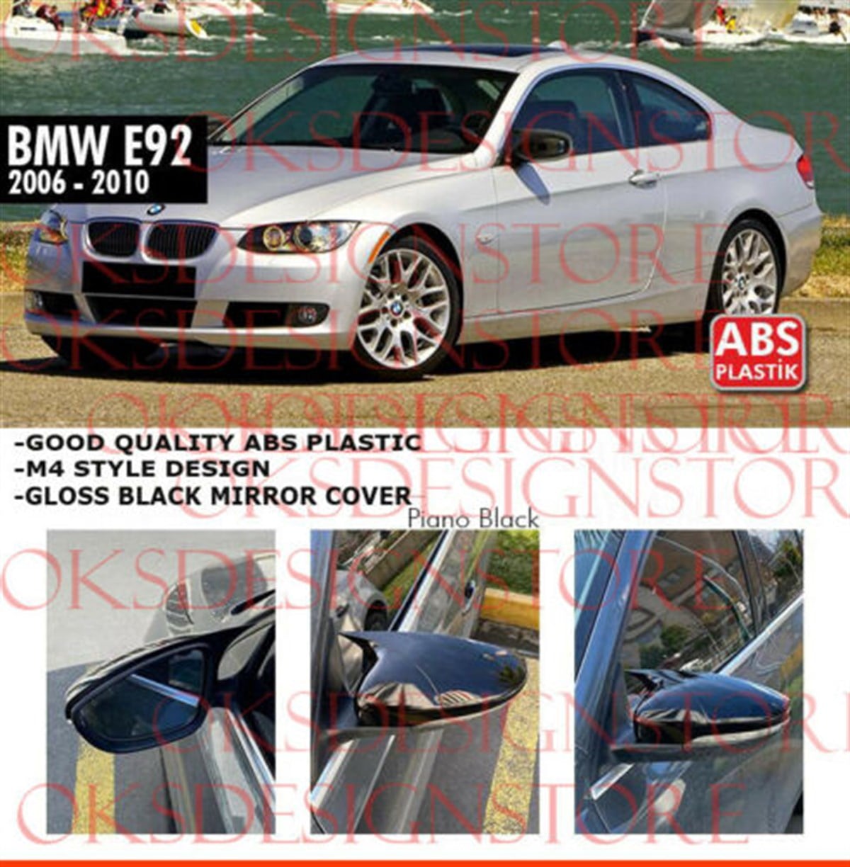 BMW E92 2006 2010 MIRROR COVER GLOSS BLACK 320ci 325ci 320cd 325ci 330ci 335ci