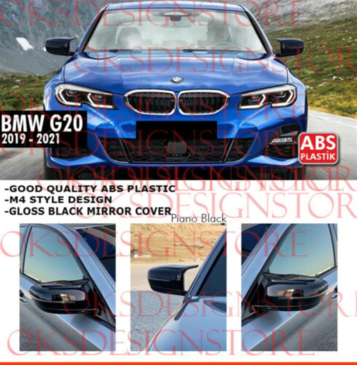 BMW G20 3 series 2019 2021 MIRROR COVER GLOSS BLACK 320i 330i 350i 340i 320d 325