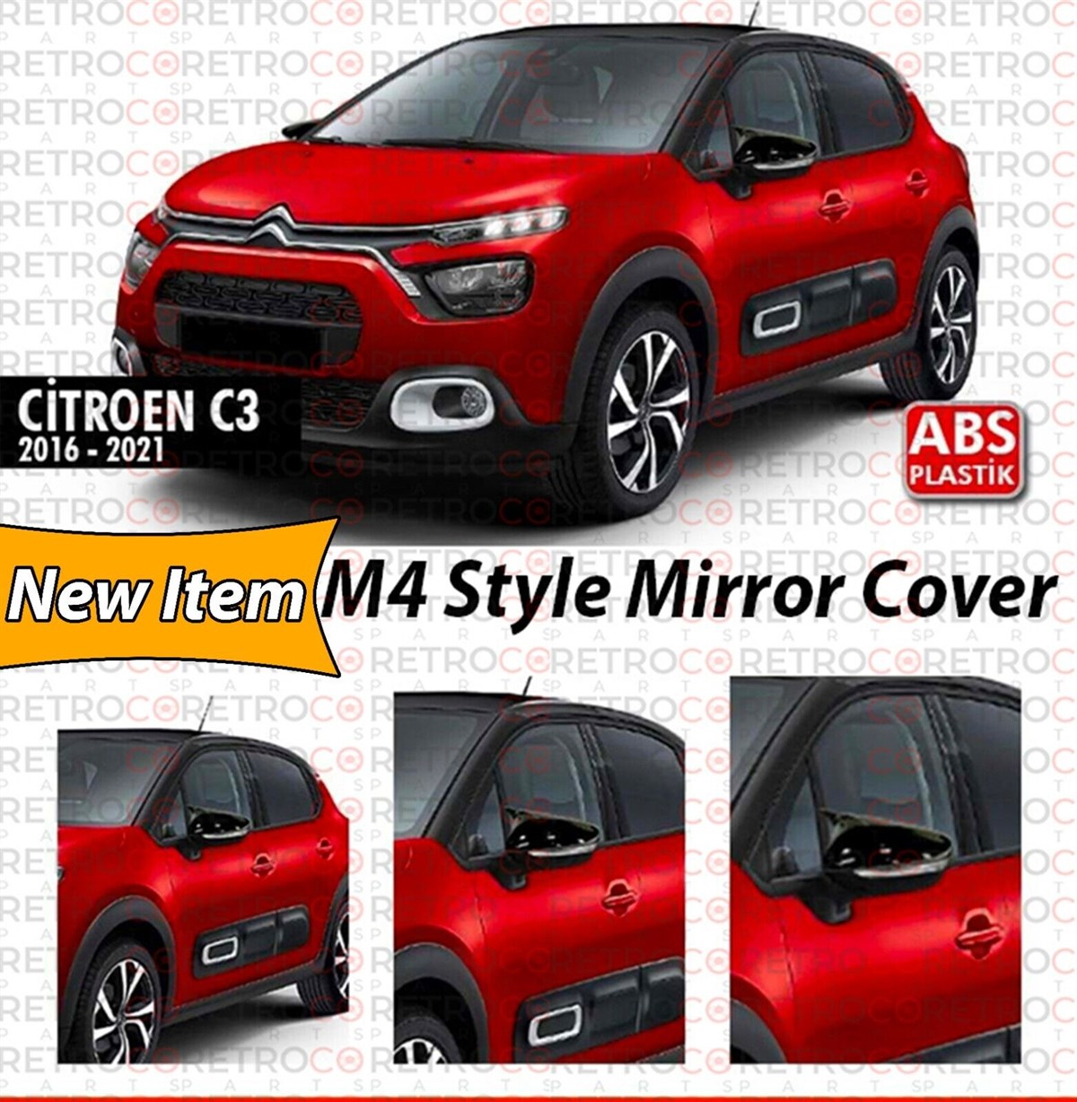 C3 Batman Mirror Cover Piano Black  2016 - 2021 