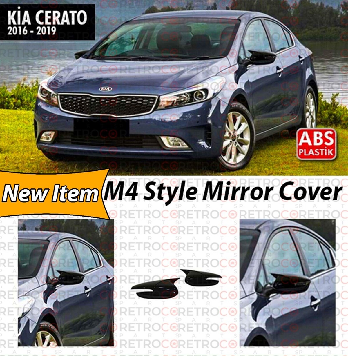 Cerato Batman Mirror Cover Piano Black Mirror Lamp  2016 - 2019 Cerato