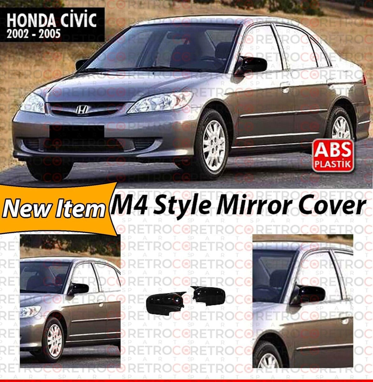 Civic Batman Mirror Cover Piano Black  2002-2005 CİVİC