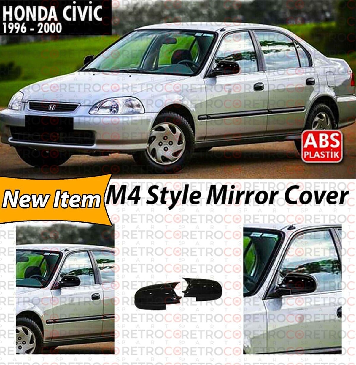 Civic EK Batman Mirror Cover Piano Black  1996-2000 1996.1999 - 1999.2000  EJ- EK- EM