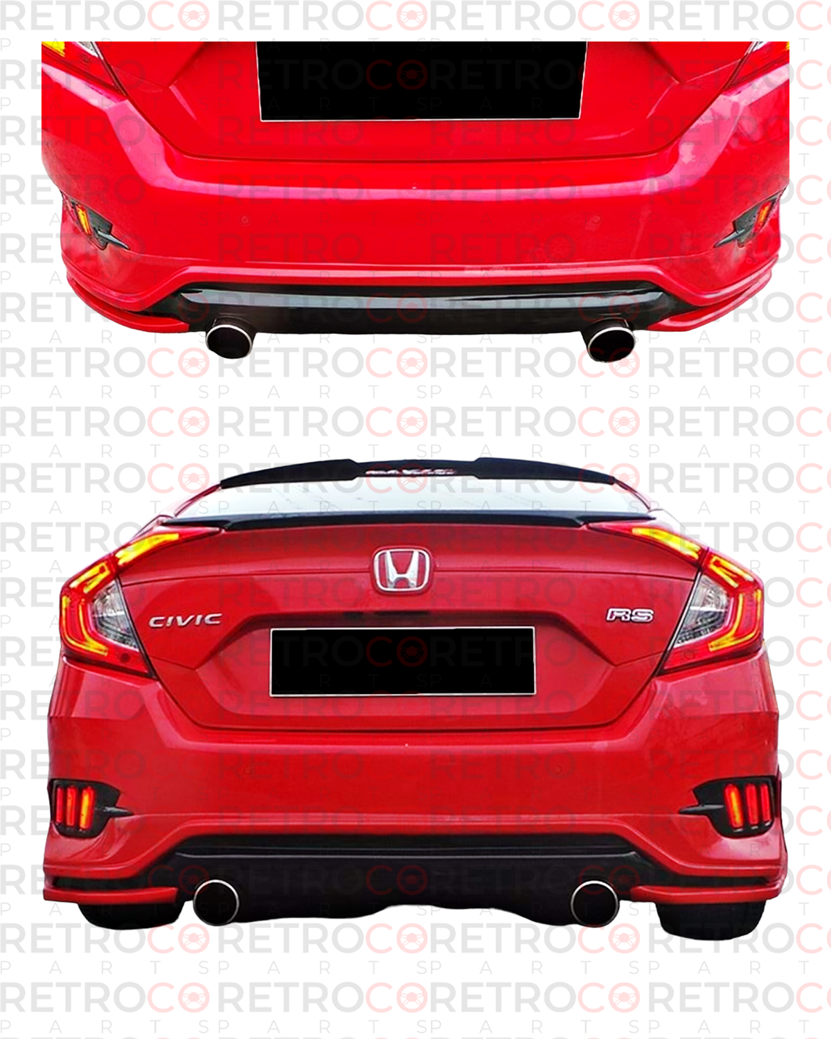 Civic FC5 - FC5 FL Bumper, Rear Lip, Turbo St., Raw Product Surface, Vacuum 2016-2021  FC5 - FC5 FL