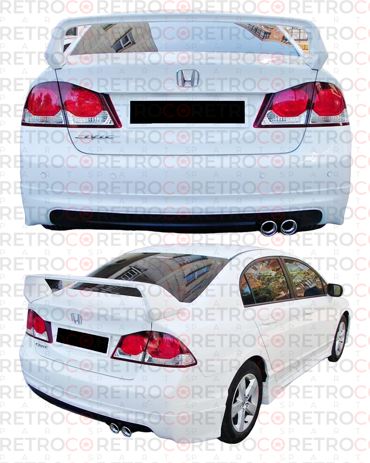 Civic FD6 Mugen Model Rear Bumper Lip Right Double Output Vacuum Plastic  2006-2011 FD6 FD6 FL