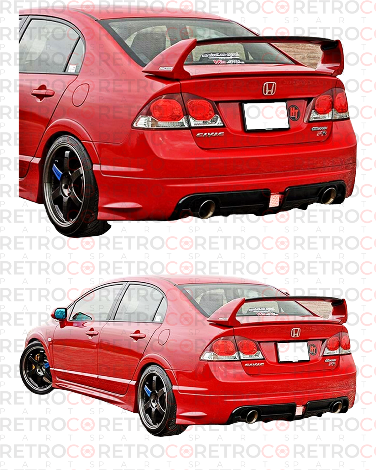 Civic FD6 Mugen RR Model Rear Bumper Lip Right+Left Single Output Raw Surface Vacuum Plastic  2006-2011 FD6 FD6 FL