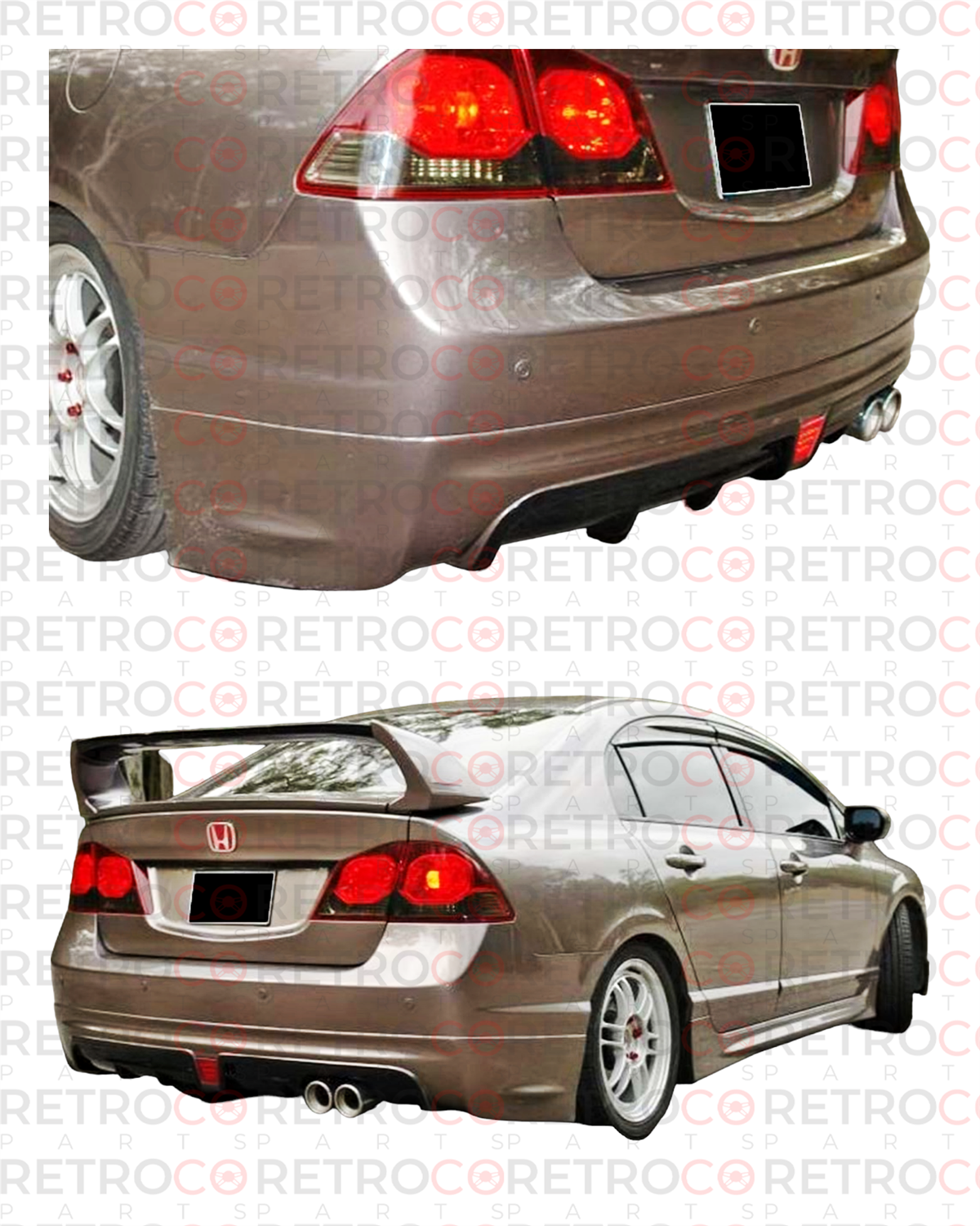 Civic FD6 Mugen RR Model Rear Bumper Lip Right Double Output Vacuum Plastic  2006-2011 FD6 FD6 FL