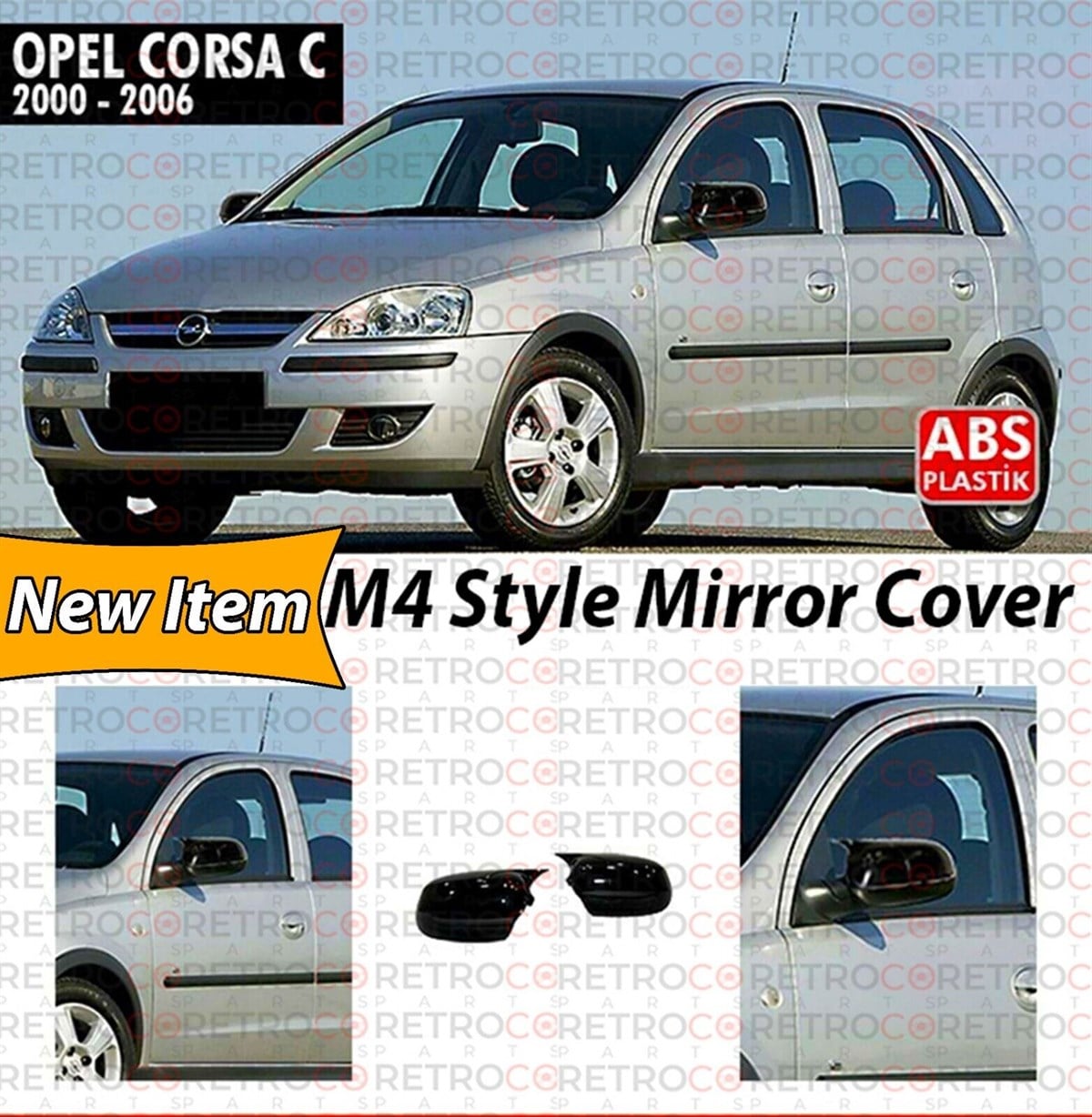 Corsa C Batman Mirror Cover Piano Black  2000-2006 