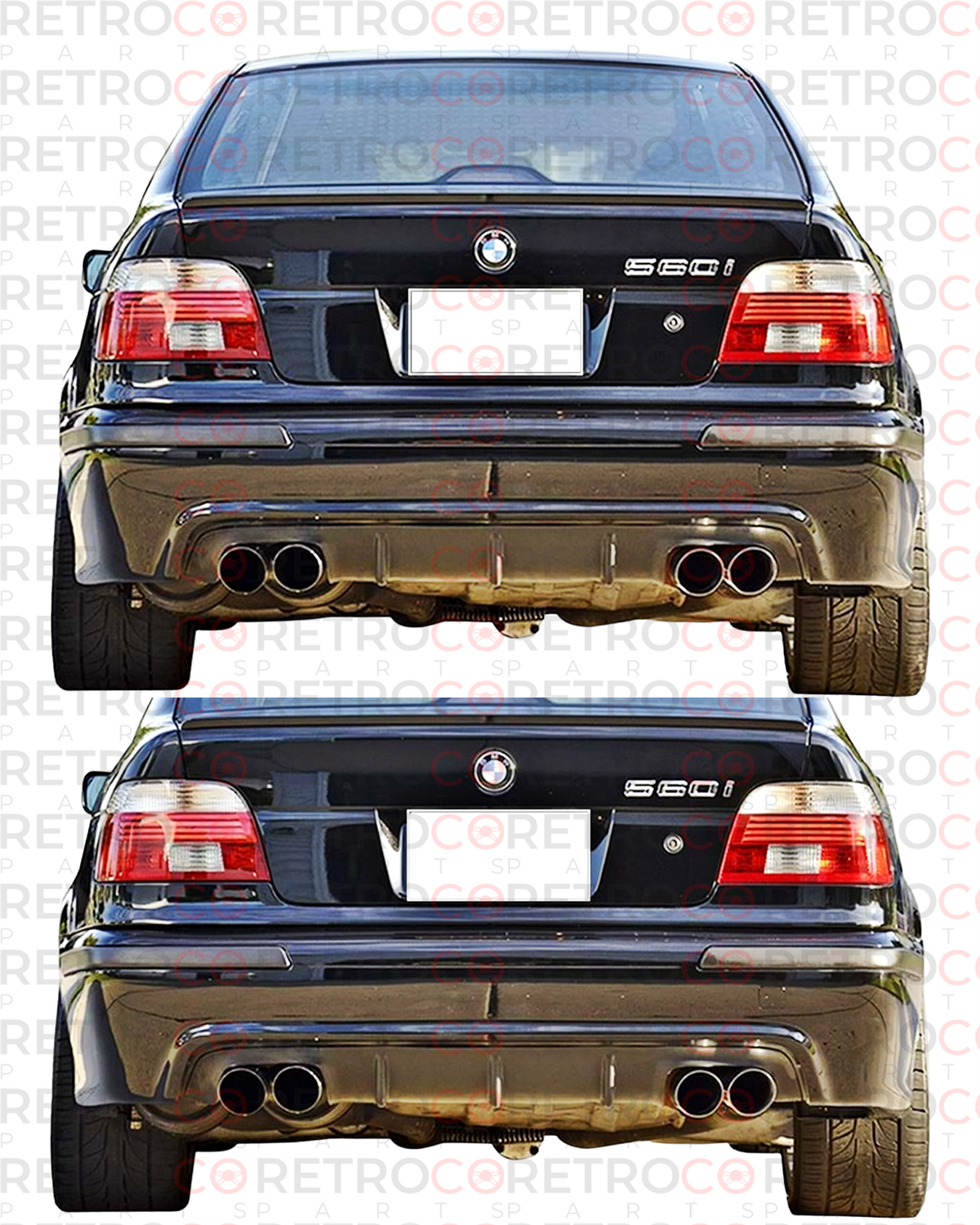 E39 M5 Rear Diffuser Piano Black Left and Right Dual Outputs Vacuum Plastic  1995-2003 E39 E39 LCI