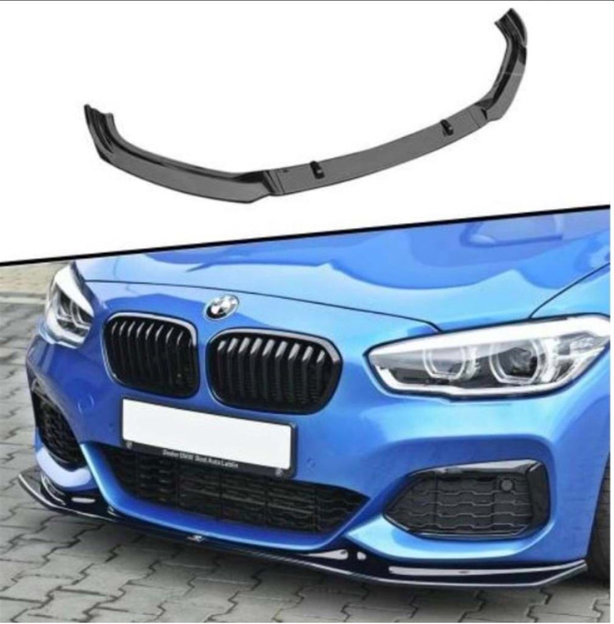 F20 LCI Bumper, Front Lip, Piano Black Surface, Vacuum 2015-2019  F20 LCI