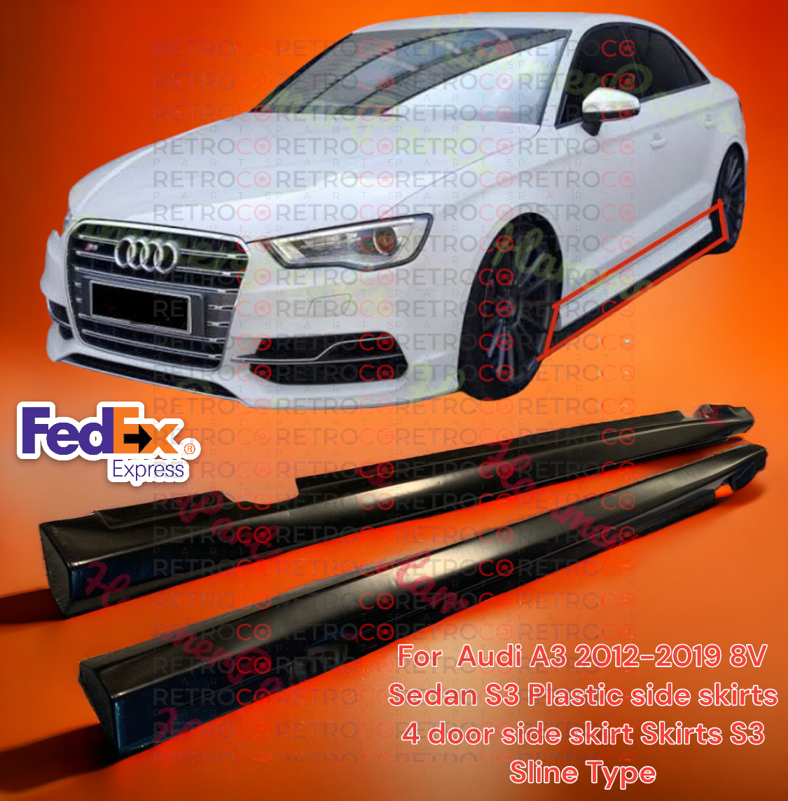 For Audi A3 12 19 8V Sedan S3 side skirts 4 door side skirt Skirts S3 Sline Type 