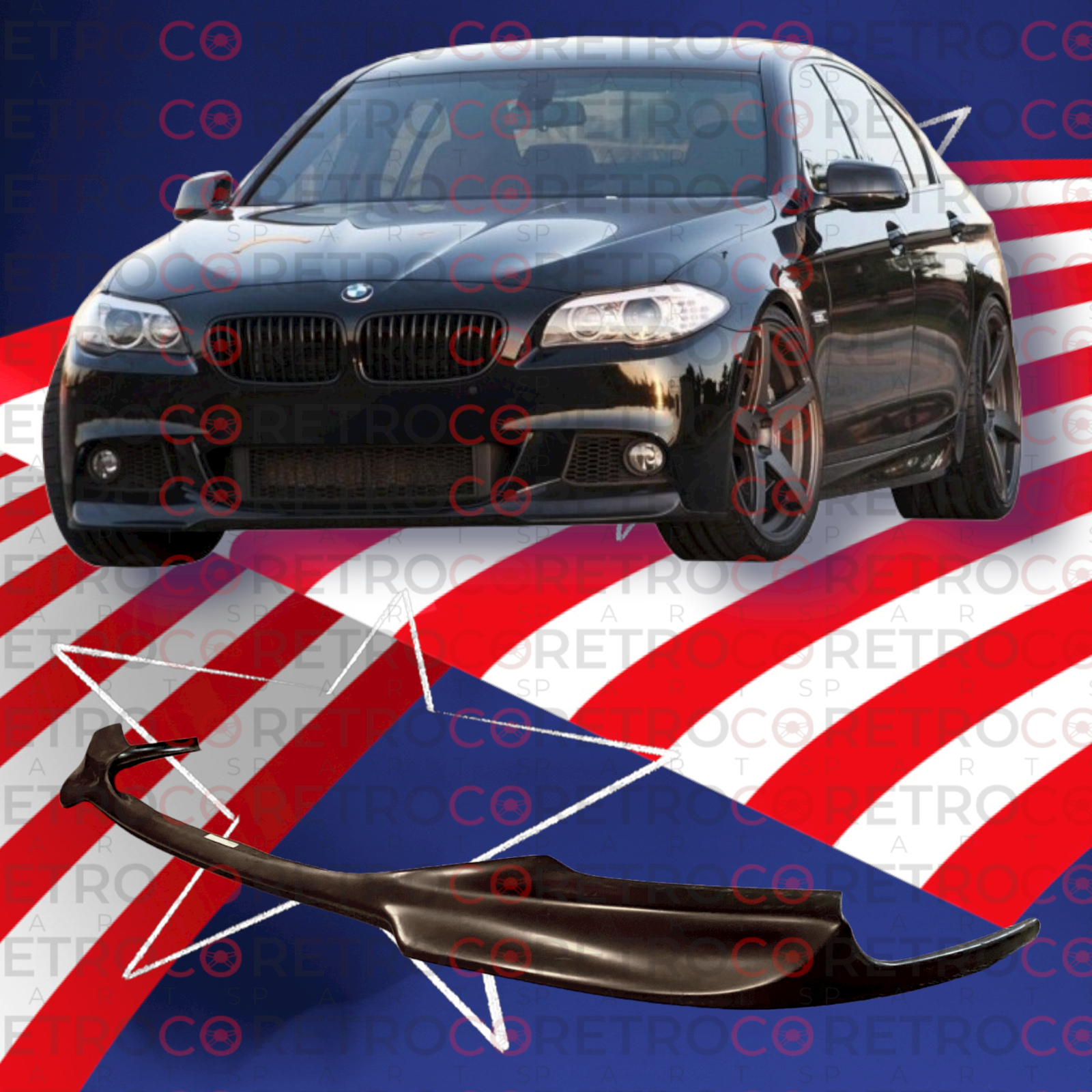 For BMW 11-16 F10 5 Series V Style ADD-ON M TECH Front Bumper Lip Spoiler Chin