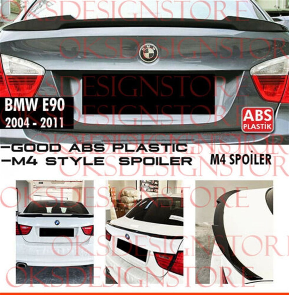 For BMW E90 2004 2011 M4 STYLE SPOILER UNPAINTED ABS PLASTIC 320i 316i 318i 330i