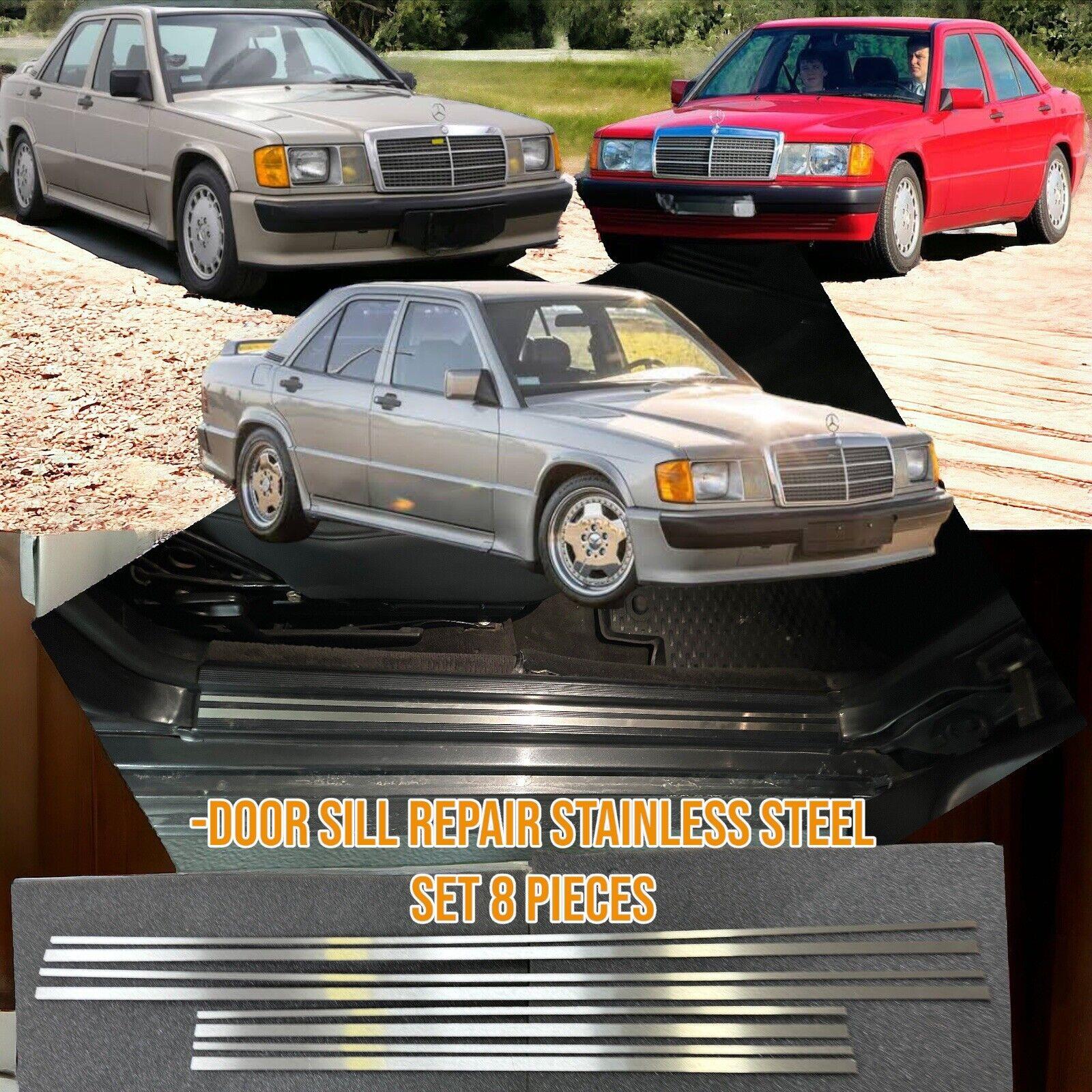 For Mercedes 190e 190d W201 Brushed Chrome Side Door Sill Cover Steel 8 Pc 84-93