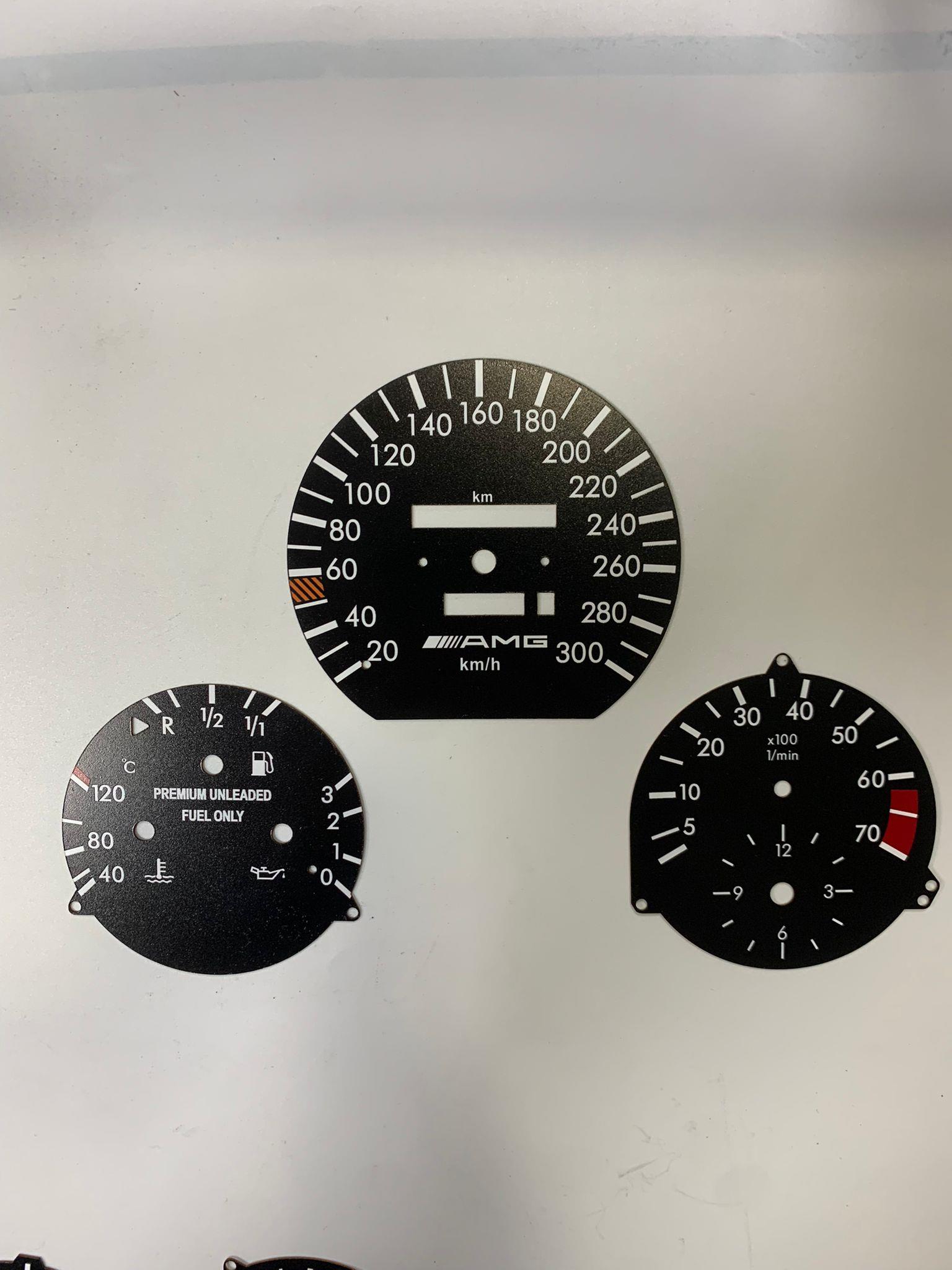 for Mercedes Benz W124 C124 S124 A124 PVC INDICATOR DASBOARD Amg Style Speedmeter 7.000 rpm