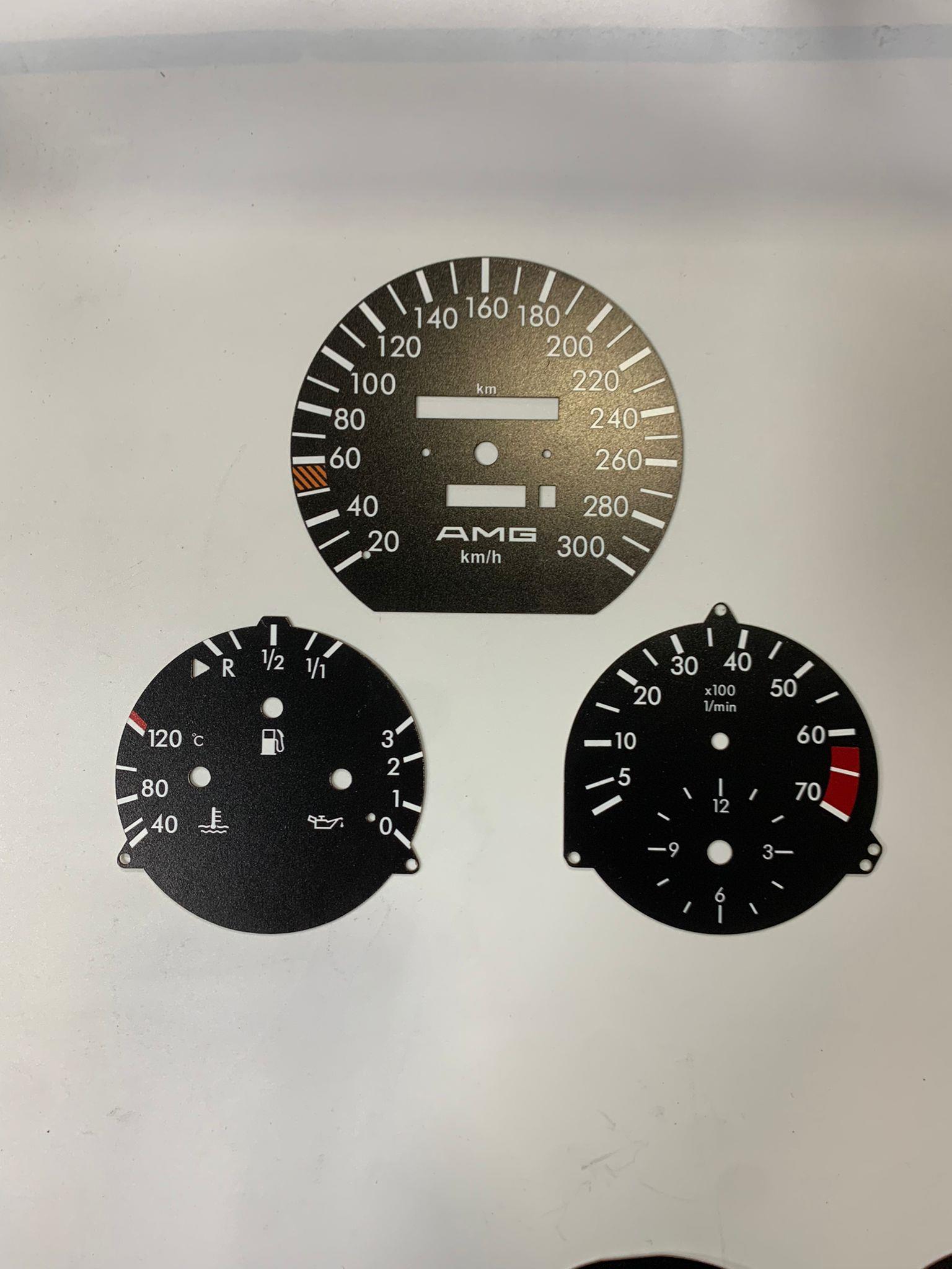 for Mercedes Benz W124 C124 S124 A124 PVC INDICATOR DASBOARD Amg Style Speedmeter 7.000 rpm