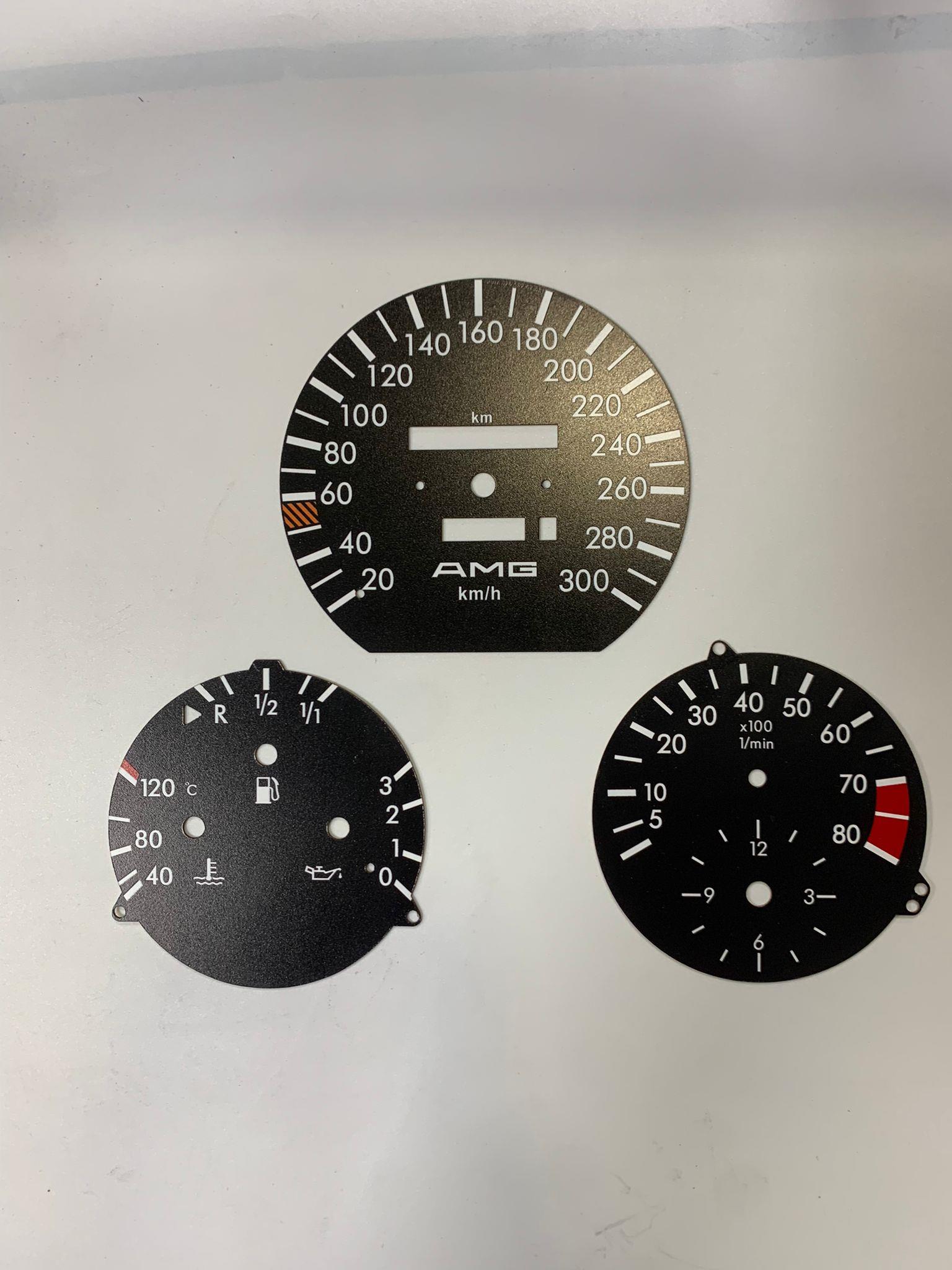 for Mercedes Benz W124 C124 S124 A124 PVC INDICATOR DASBOARD Amg Style Speedmeter 8.000 rpm