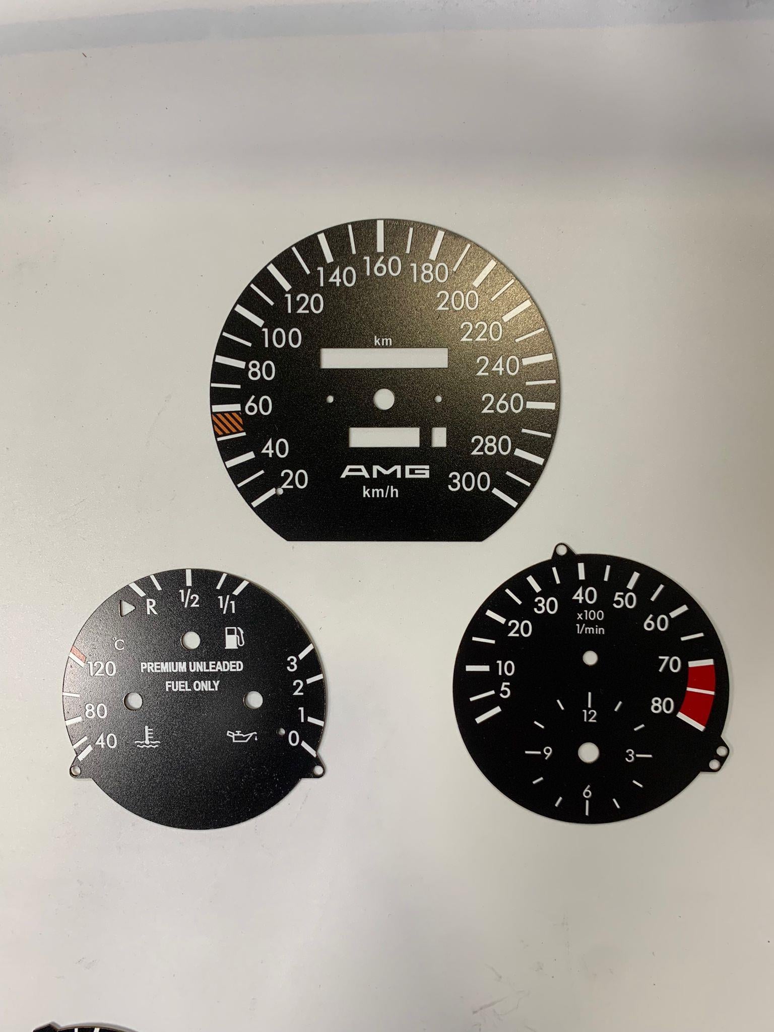 for Mercedes Benz W124 C124 S124 A124 PVC INDICATOR DASBOARD Amg Style Speedmeter 8.000 rpm